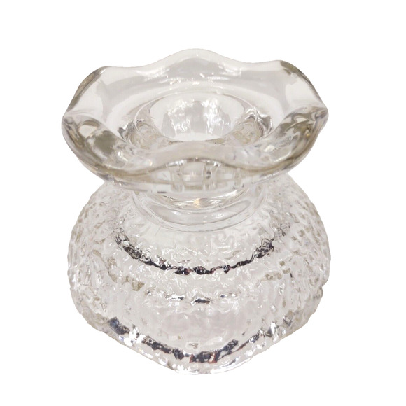 Vintage Anchor Hocking Pebble Glass Reversible Candle Holder Stax Pillar Taper - Picture 4 of 7